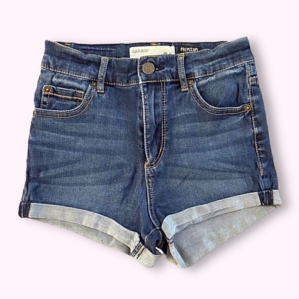 Garage High Rise Cuffed Stretchy Denim Jean Shorts Sz 1